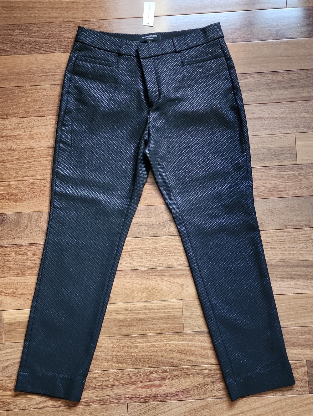 Banana Republic Black Textured Metallic Dress Pants